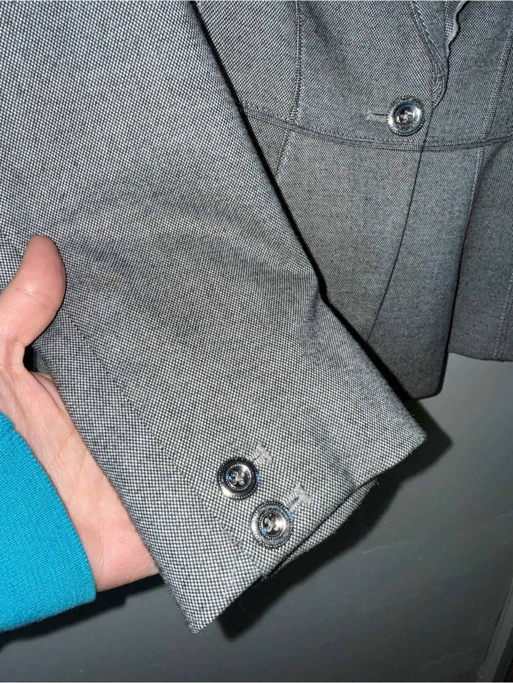 White House Black Market Grey Peplum Blazer Jacket Raw Edge Size 4 - Picture 5 of 11